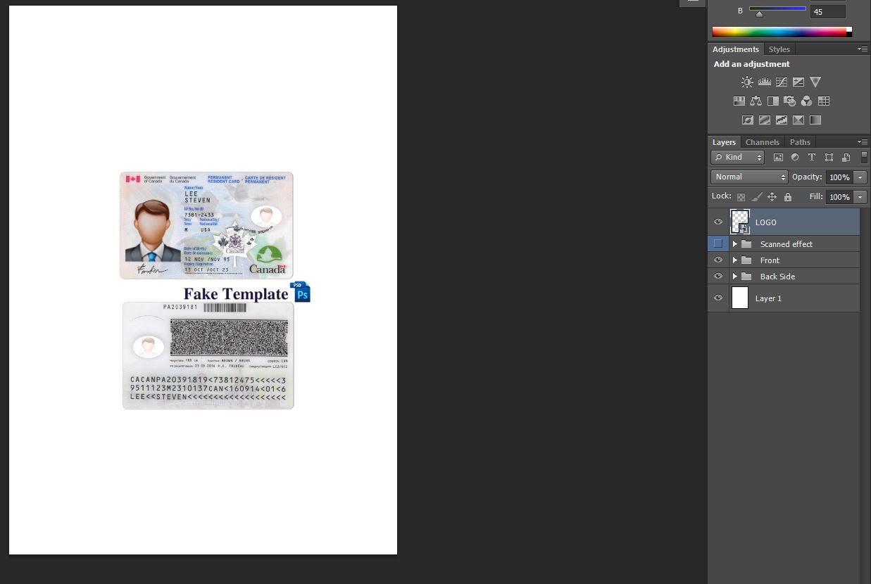 canada id card template 5