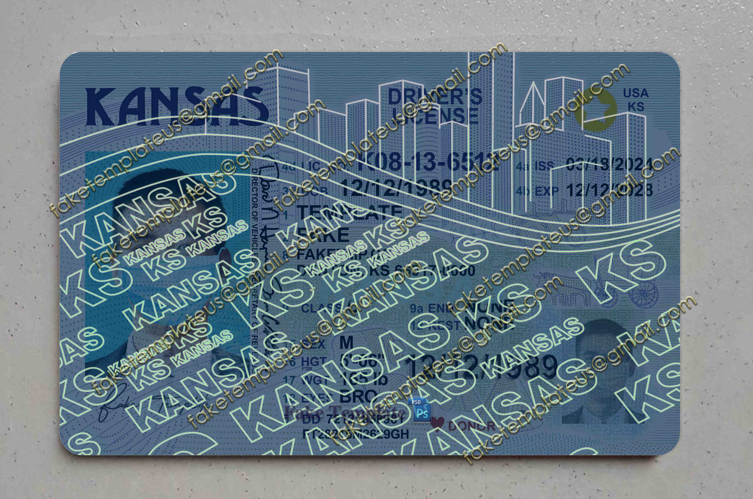 blank kansas drivers license template