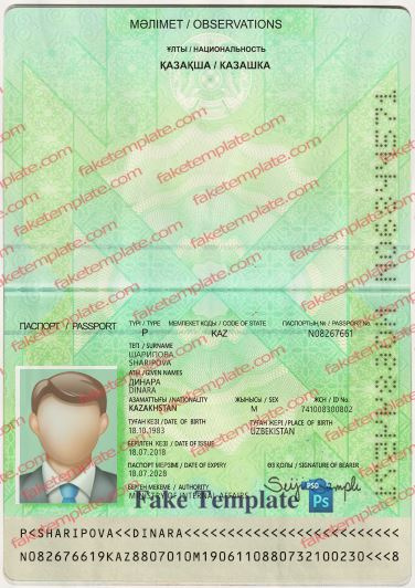 Kazakhstan Passport Template