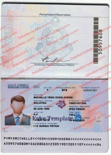 Malaysia Passport Template V2