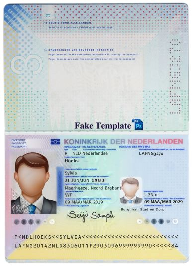 Netherlands Passport Psd Template