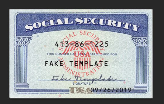 Template Social Security Card USA