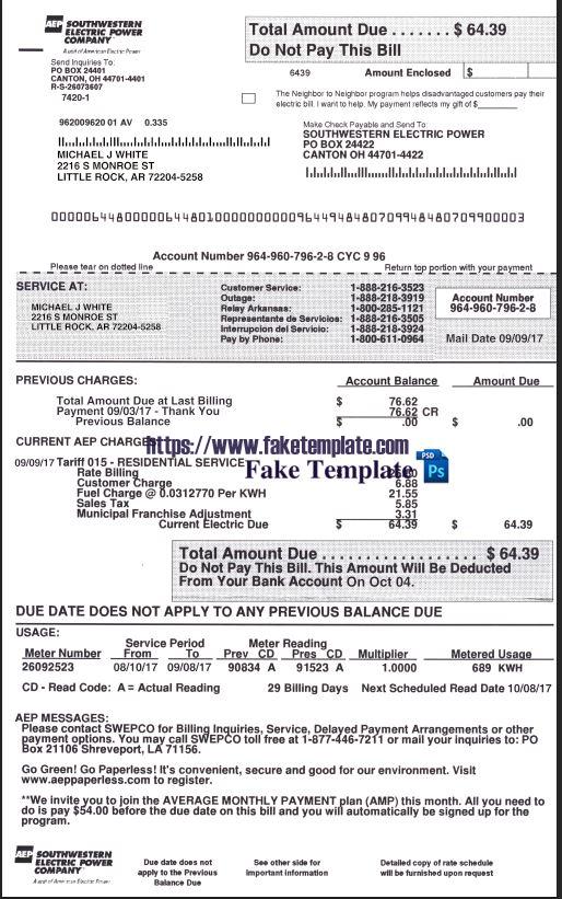 Southwestern Utility Bill Psd Template : Southwestern Proof of address Psd Template