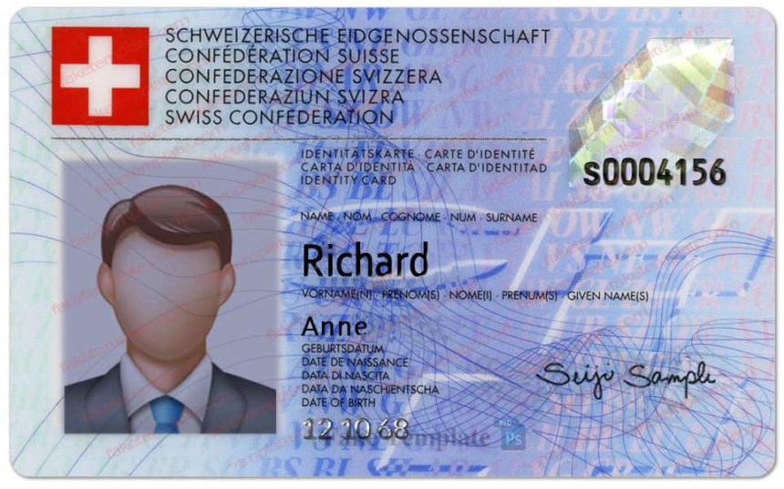 Switzerland ID Card Template Psd - Swiss ID Card Template