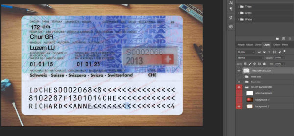 Switzerland ID Card Template Psd - Swiss ID Card Template