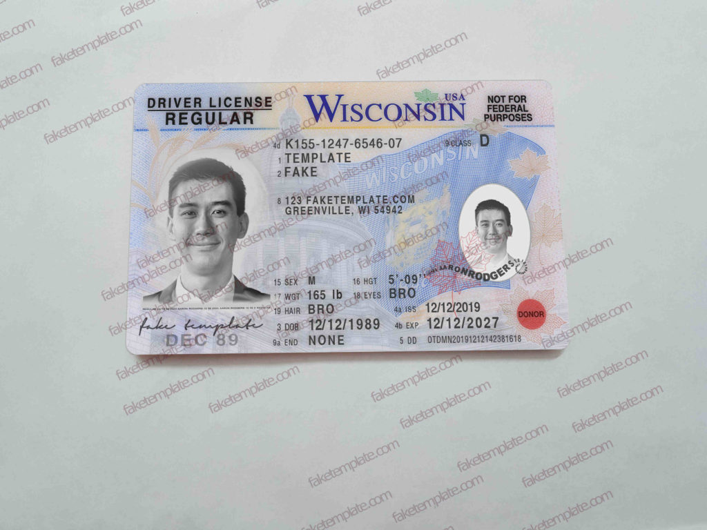 Driver License Template wisconsin