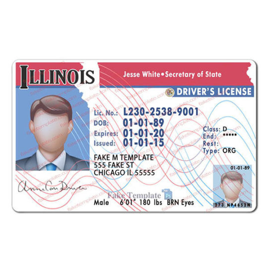 illinois driver license hologram - High quality - Fake Template
