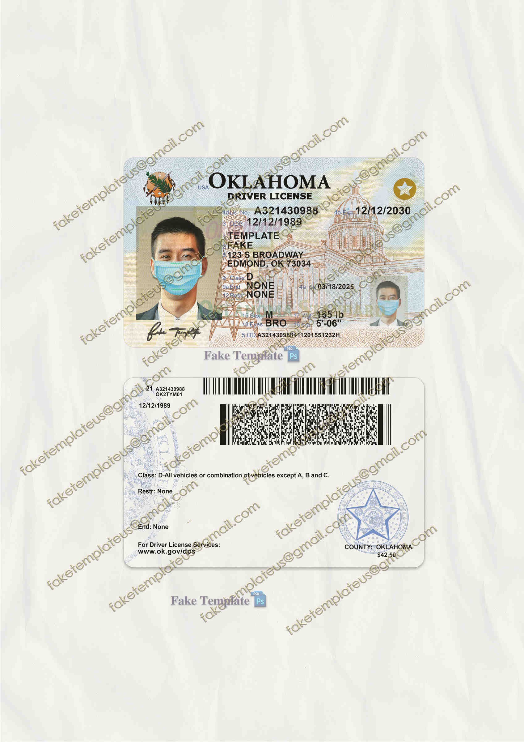 ok drivers license template