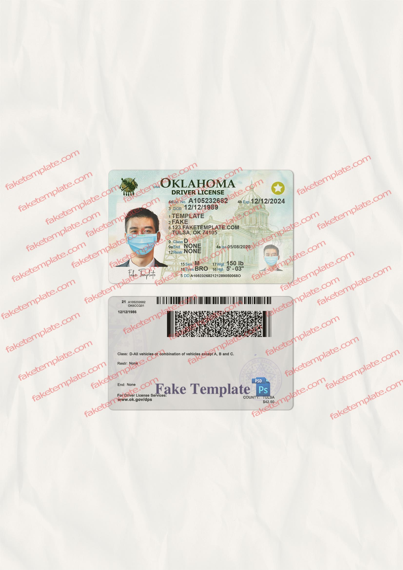 oklahoma driver's license front and back