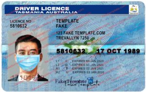 australia tasmania drivers license template