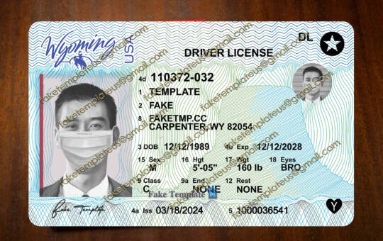 wyoming drivers license template