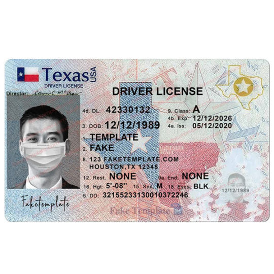 texas drivers license template blank