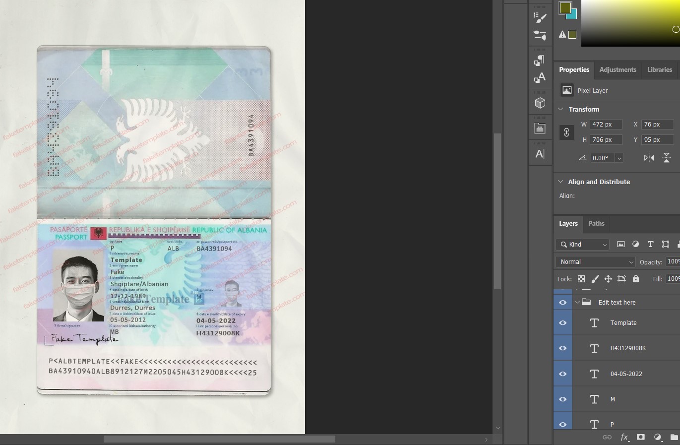 Albania-Passport-Template-02 albanian passport psd