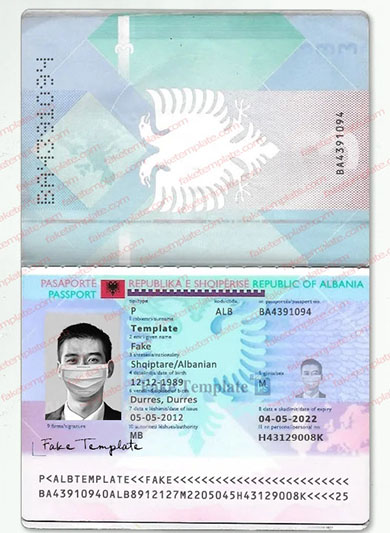 albania passport template psd