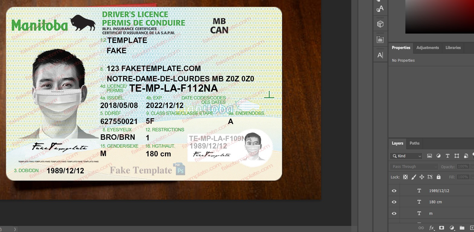 manitoba drivers license template manitoba drivers license psd