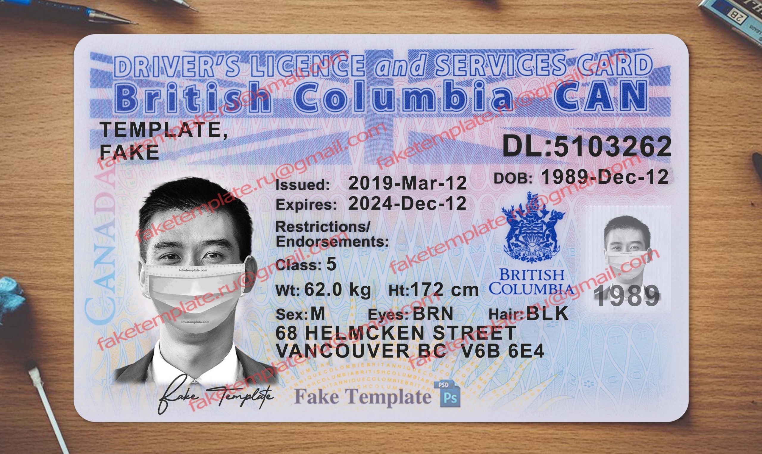 canada drivers license psd 01 canada bc driver license psd