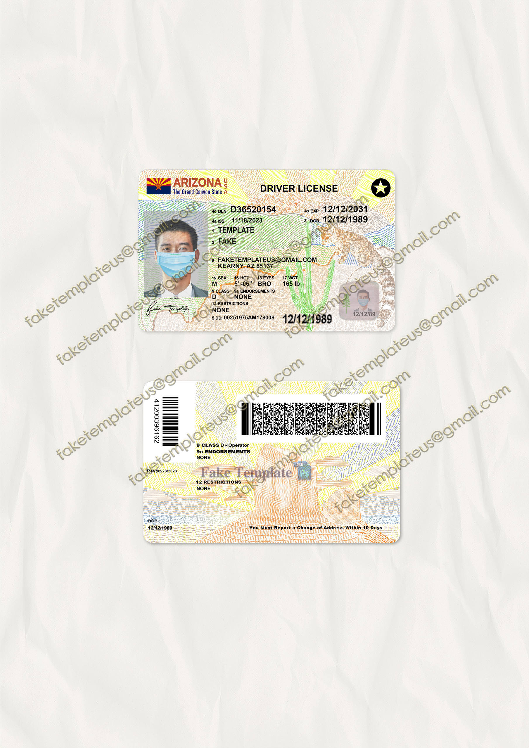 az drivers license template az drivers license template