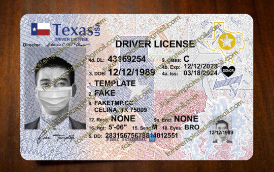 texas driving license template