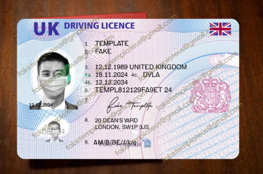 uk drivers license template
