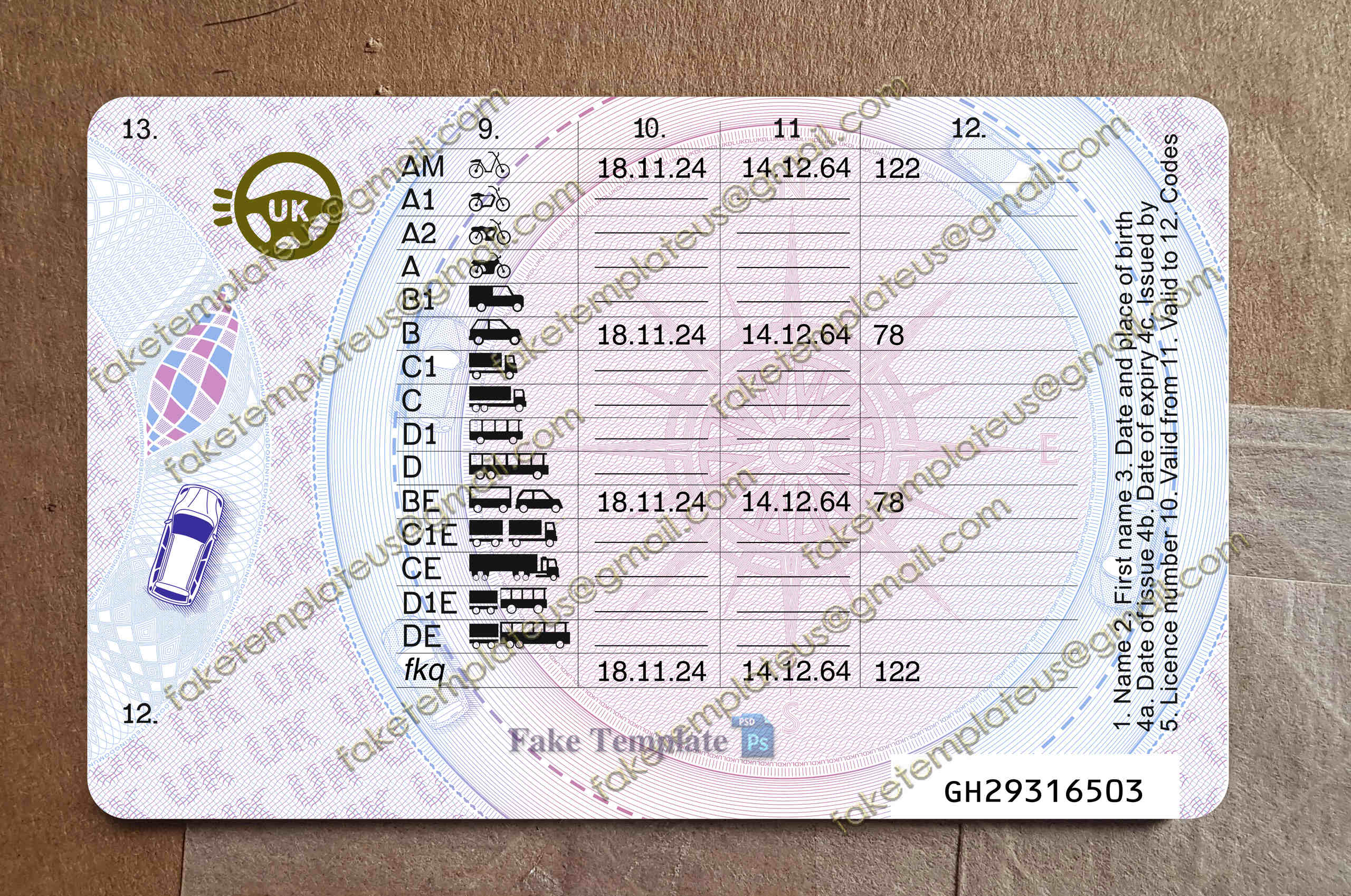 UK Driving License New Psd Template UK Driving License New Psd Template V2 2400 DPI PSD preview