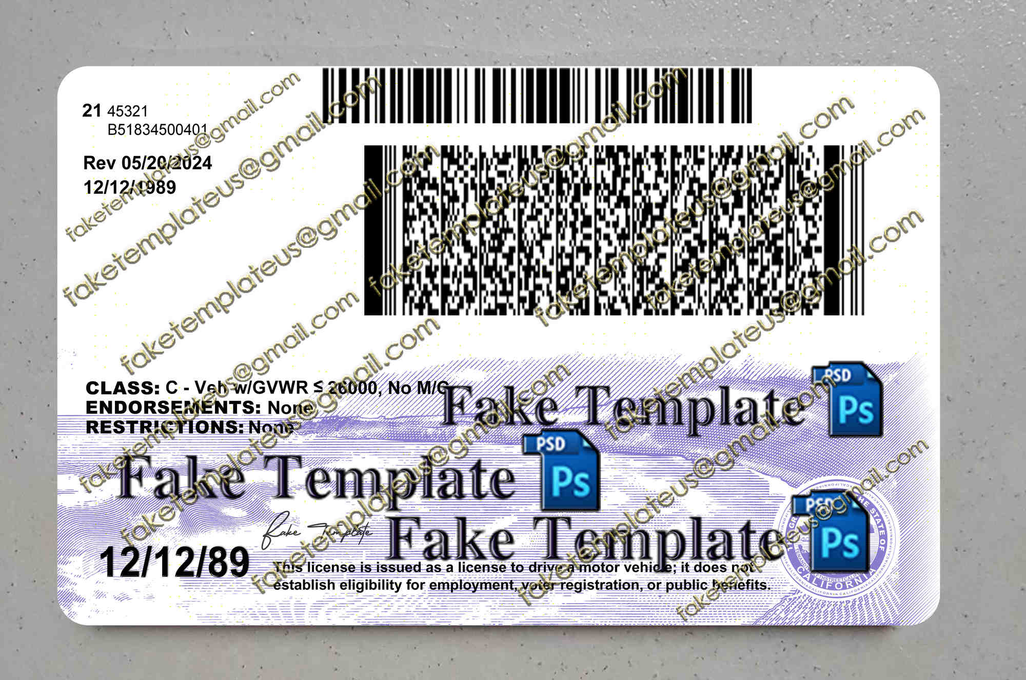Blank California Drivers License Template Blank California Drivers License Template V4 2400 DPI PSD preview